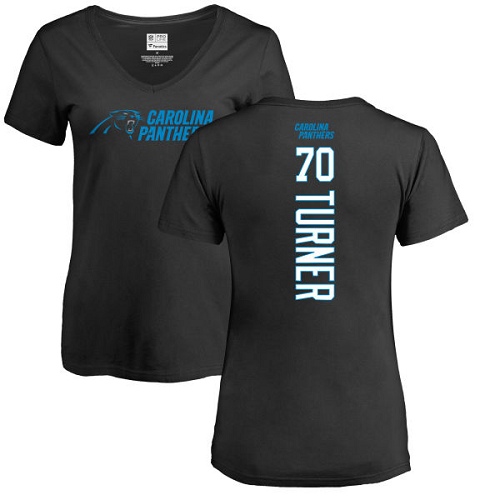 Carolina Panthers Black Women Trai Turner Backer NFL Football #70 T Shirt->women nfl jersey->Women Jersey